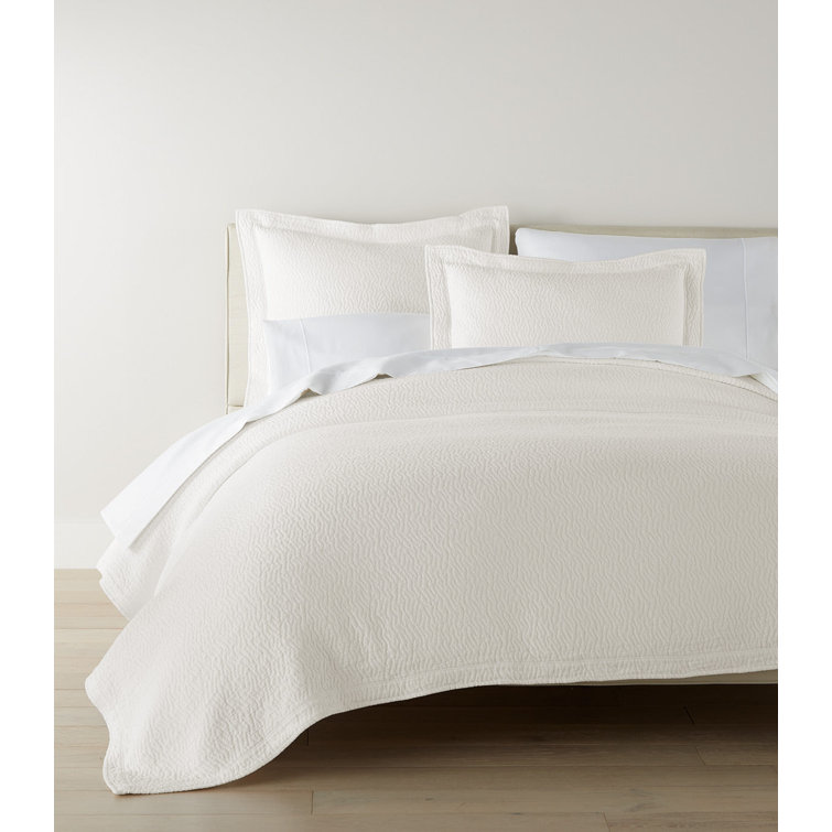 Ivory Cotton Twin Coverlet with Shams