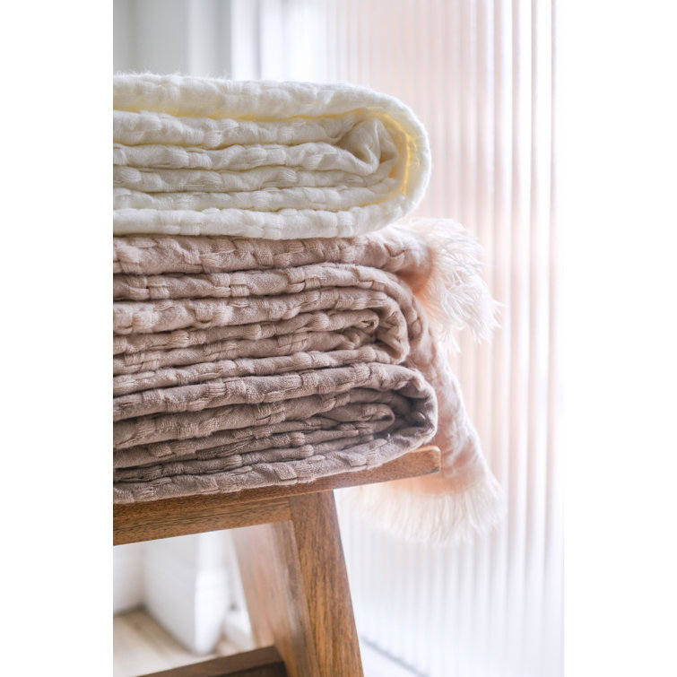 White Acrylic Basket Weave Baby Throw Blanket