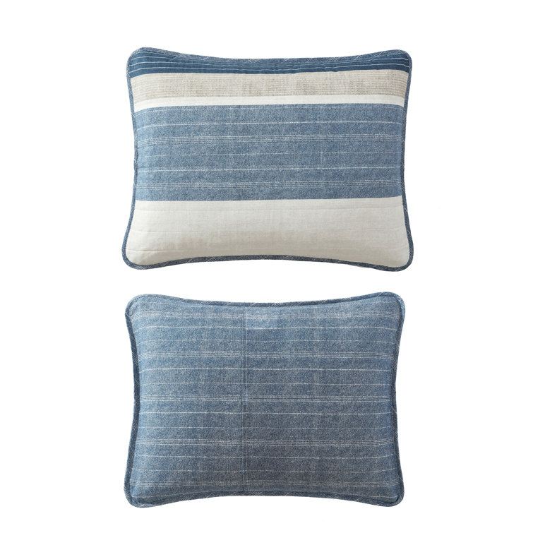 Full Blue Mirage Cotton Reversible Quilt Set