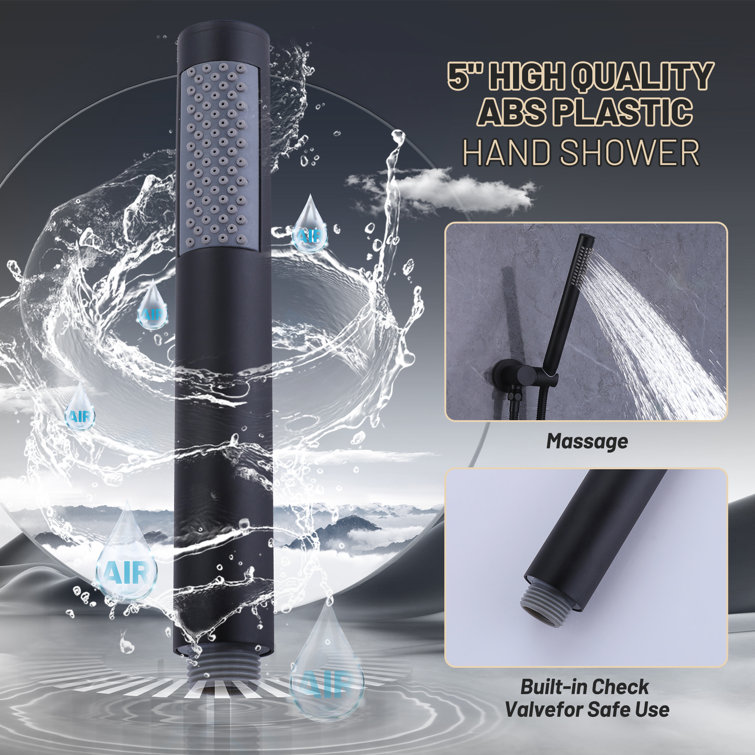 Matte Black Wall-Mounted Rainfall Shower System with Handheld Sprayer