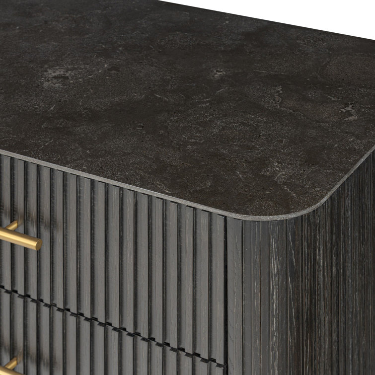 Toriano Black Oak 6-Drawer Double Dresser with Gold Handles