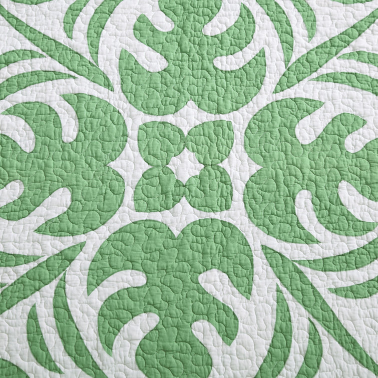 Full Green Cotton Reversible Quilt Set