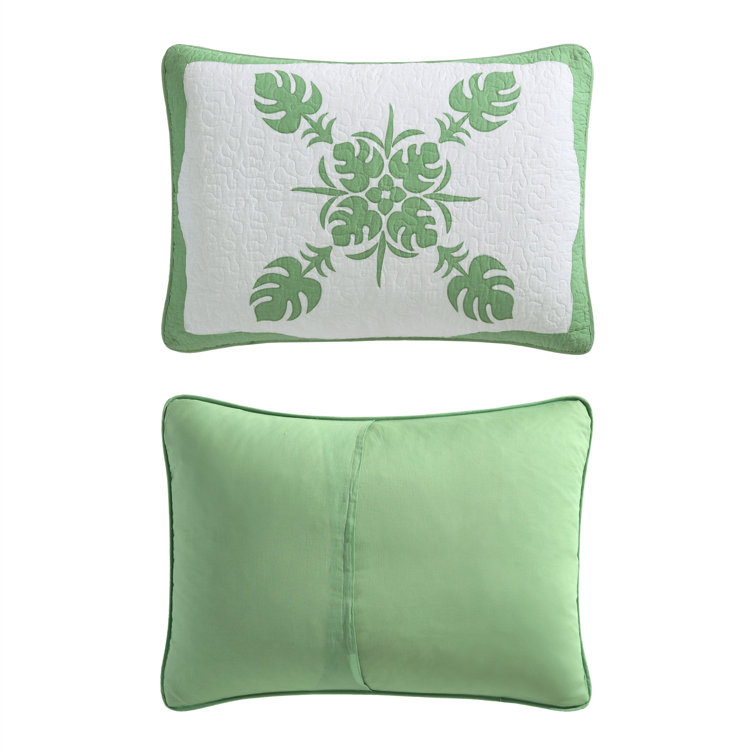 Full Green Cotton Reversible Quilt Set