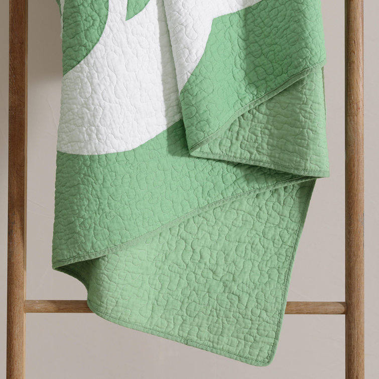 Full Green Cotton Reversible Quilt Set