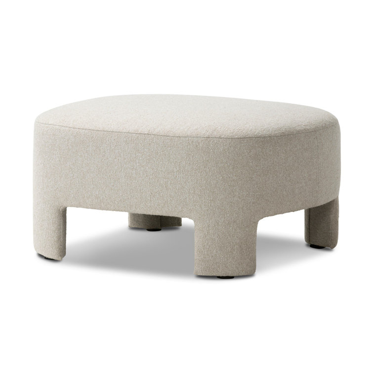 Crete Pebble Upholstered Square Ottoman with Plywood Frame