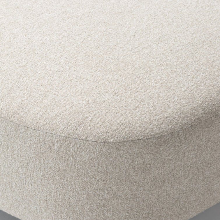 Crete Pebble Upholstered Square Ottoman with Plywood Frame