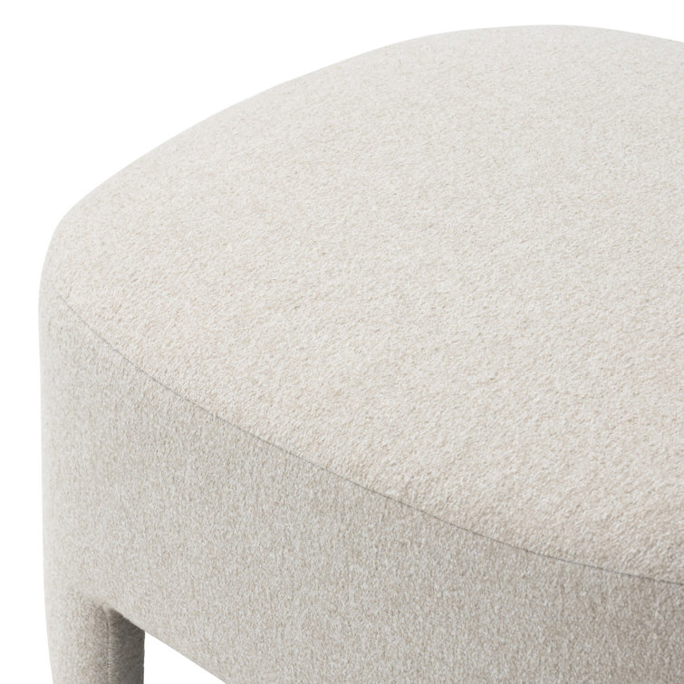 Crete Pebble Upholstered Square Ottoman with Plywood Frame
