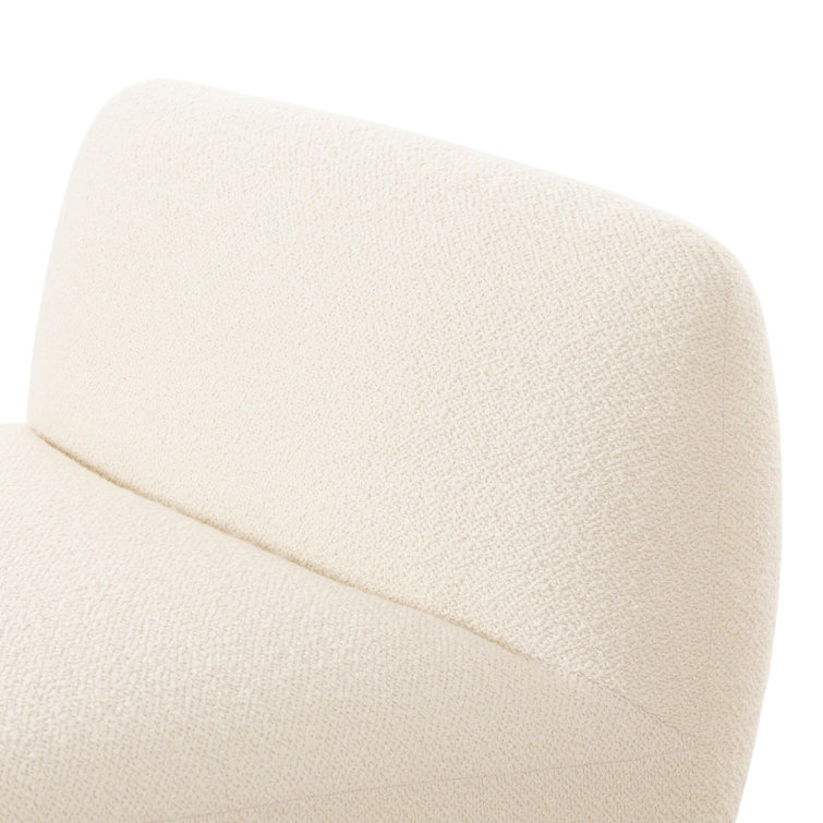 Rosoff Cream Basketweave Armless Accent Chair