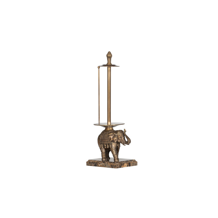 Brass Elephant Paper Towel Holder with Stone Base