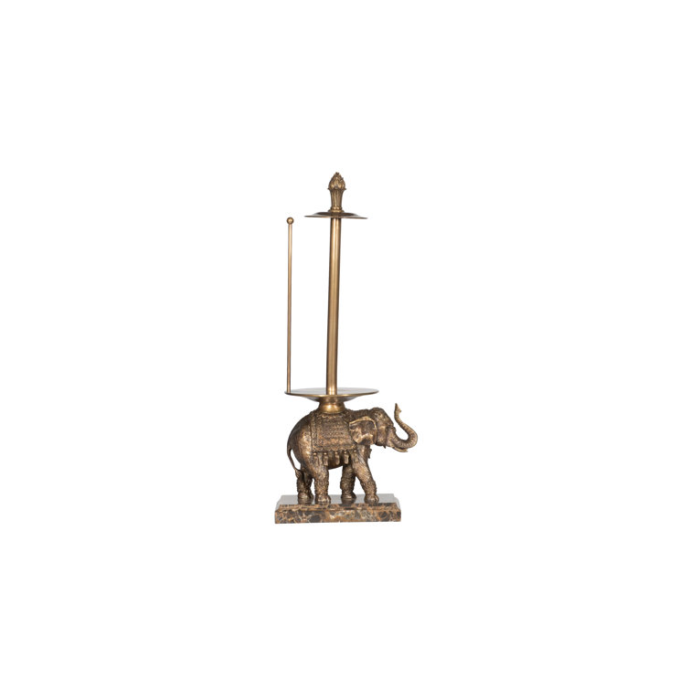 Brass Elephant Paper Towel Holder with Stone Base