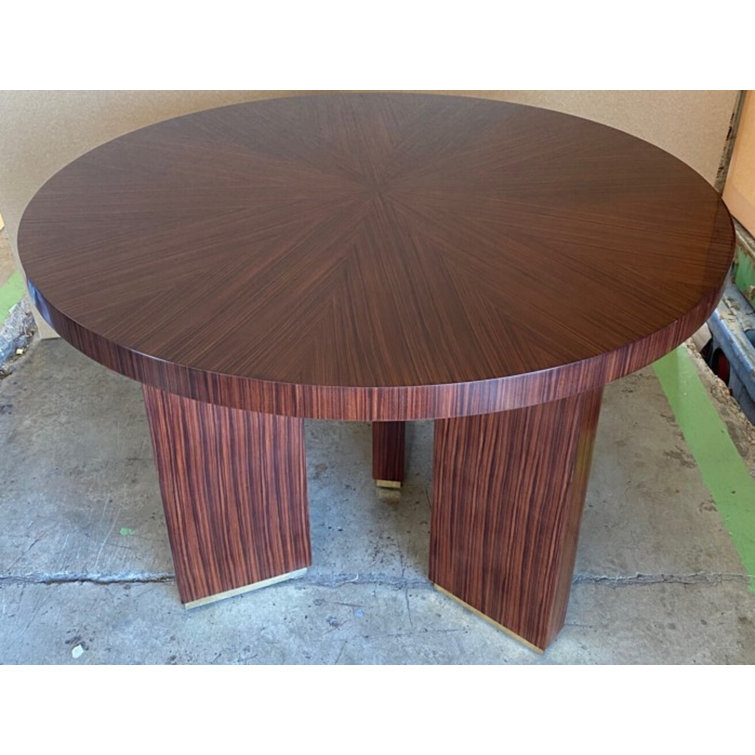 Malachi Rosewood and Brass Round Cocktail Table