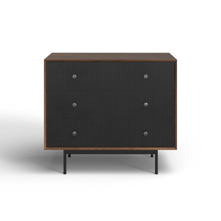 Medium Brown and Black Solid Wood Office Storage Cabinet