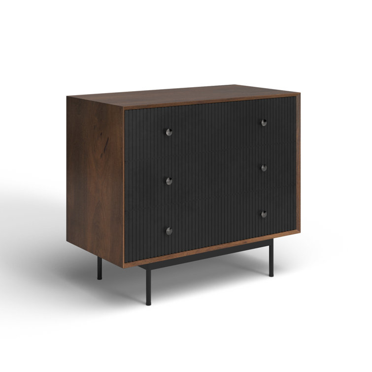 Medium Brown and Black Solid Wood Office Storage Cabinet