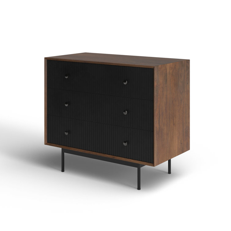 Medium Brown and Black Solid Wood Office Storage Cabinet