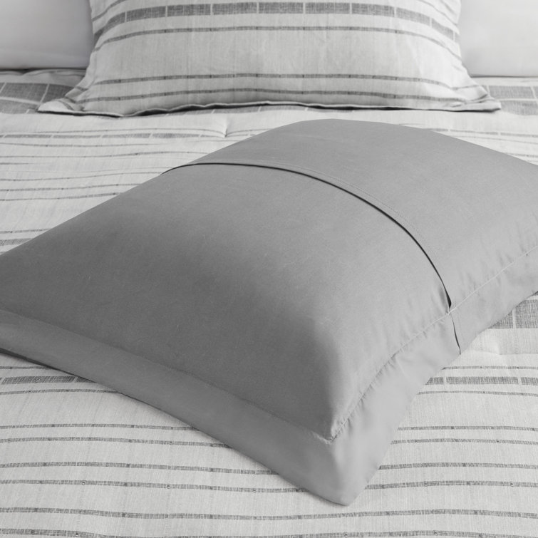King Gray Microfiber Striped Comforter Set with Pillow