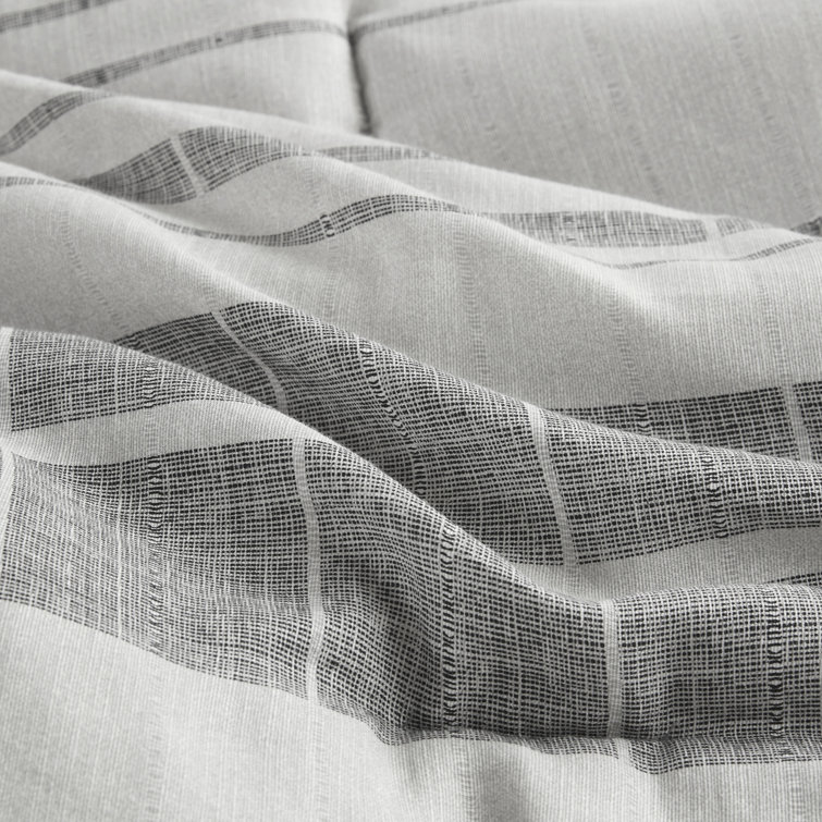 King Gray Microfiber Striped Comforter Set with Pillow