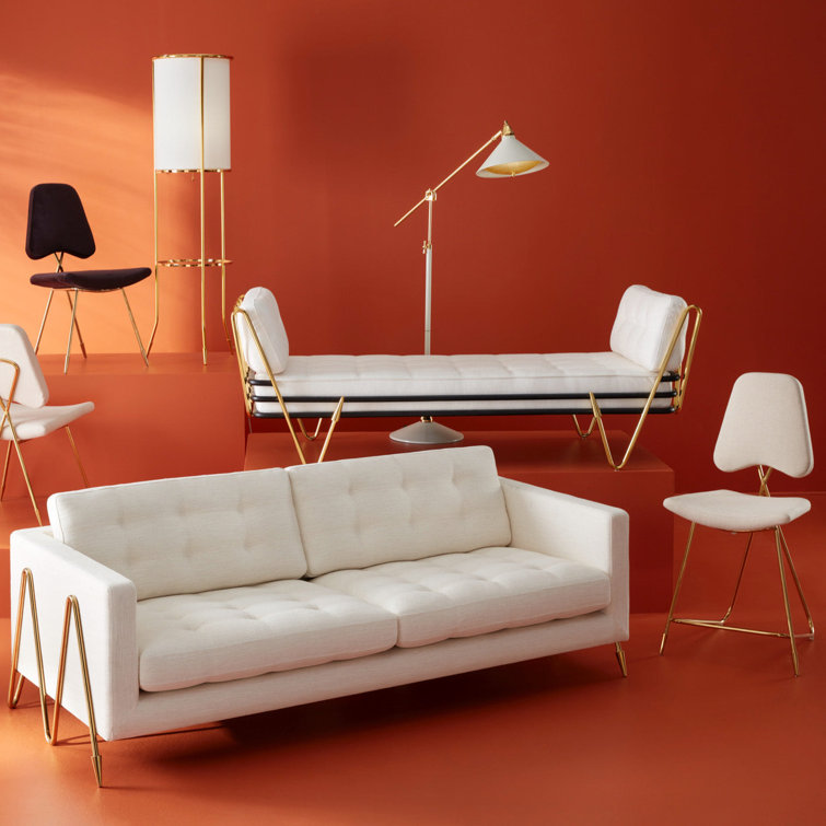 Maxime Polished Brass Daybed with Palermo Dove Upholstery