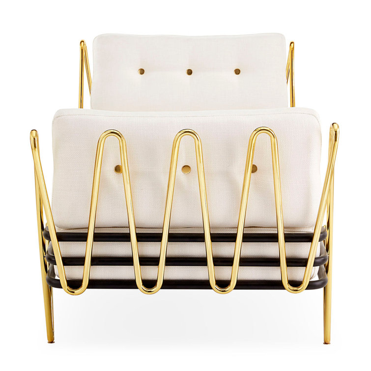 Maxime Polished Brass Daybed with Palermo Dove Upholstery