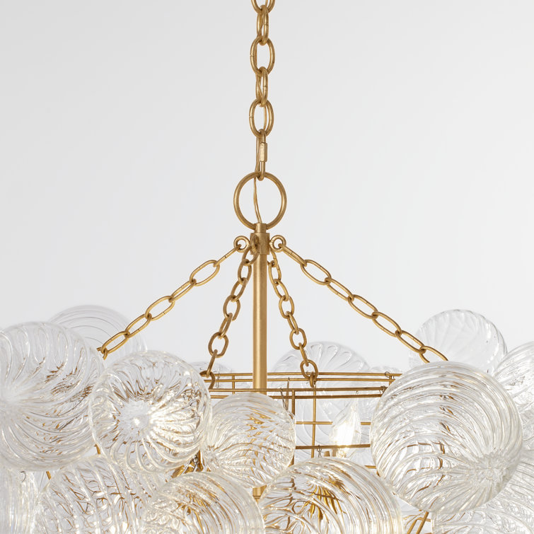 Talia Gilded 24" Swirled Glass 8-Light Chandelier