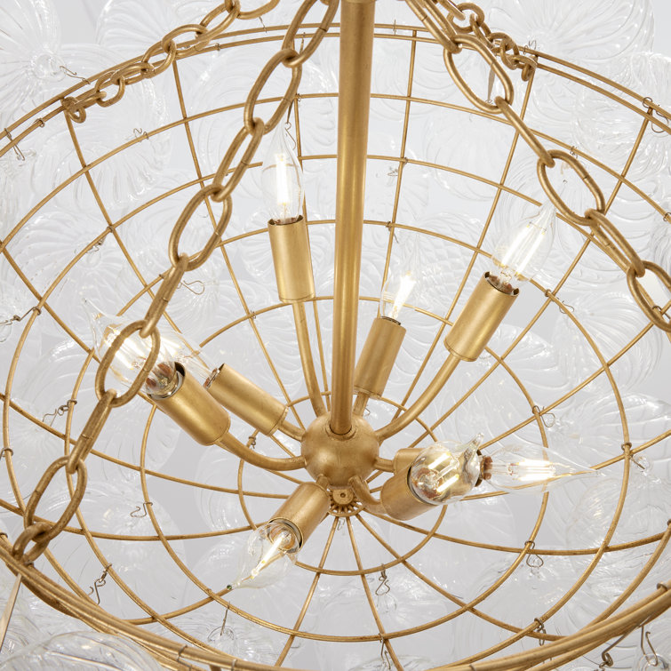 Talia Gilded 24" Swirled Glass 8-Light Chandelier