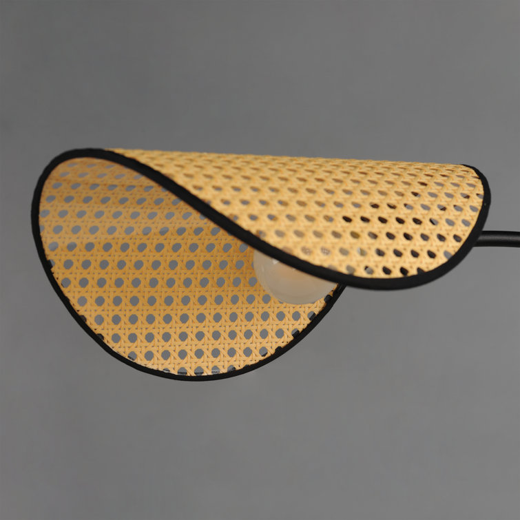 Black Steel Kitchen Island Pendant with Wicker Shades