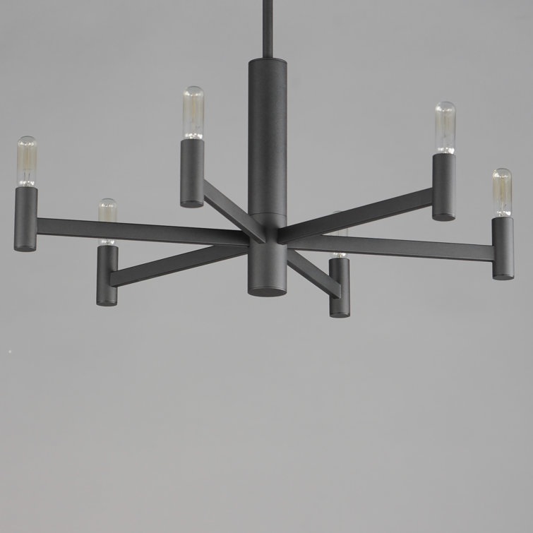 Black Aluminum Steel 6-Light Candle Style Chandelier
