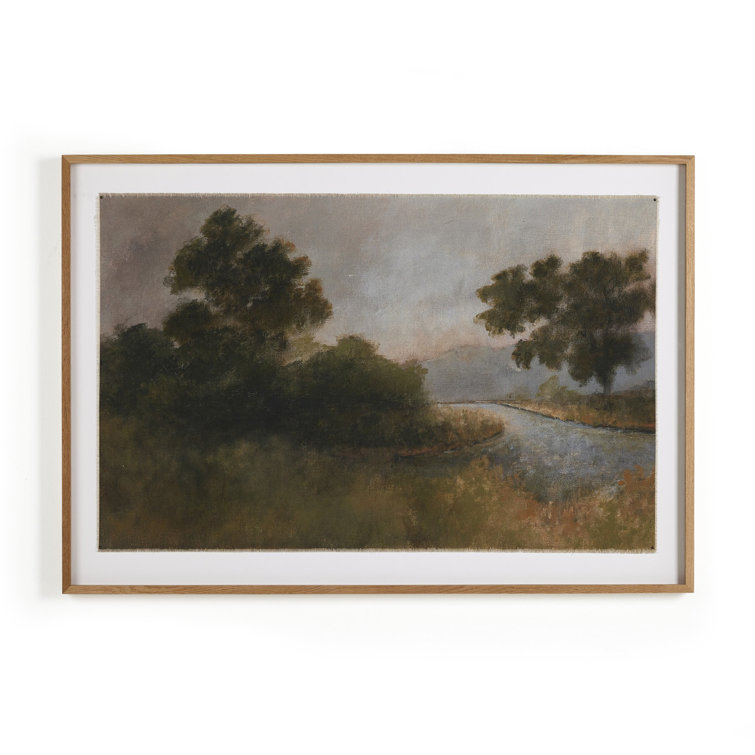 Morning Glory Landscape Print on Canvas with Oak Frame