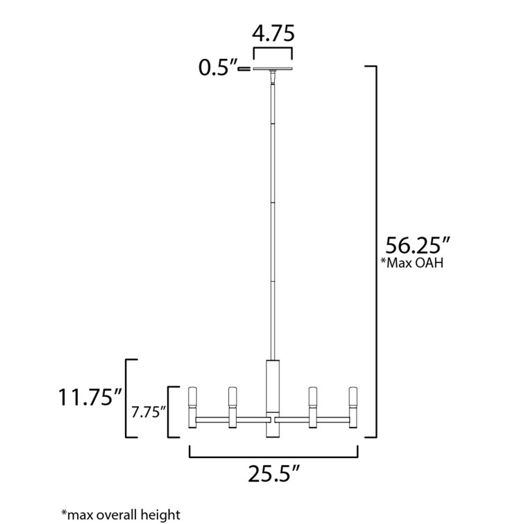 Black Aluminum Steel 6-Light Candle Style Chandelier