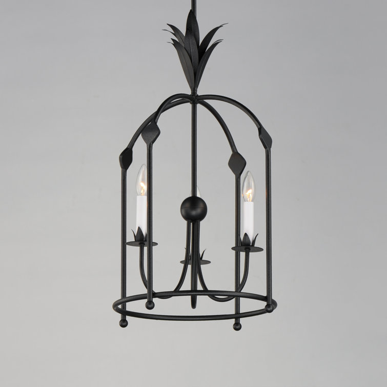 Anthracite 3-Light Black Metal Birdcage Chandelier