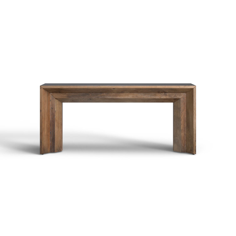 Transitional Gray-Brown Elm and Concrete 72'' Console Table
