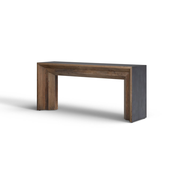 Transitional Gray-Brown Elm and Concrete 72'' Console Table
