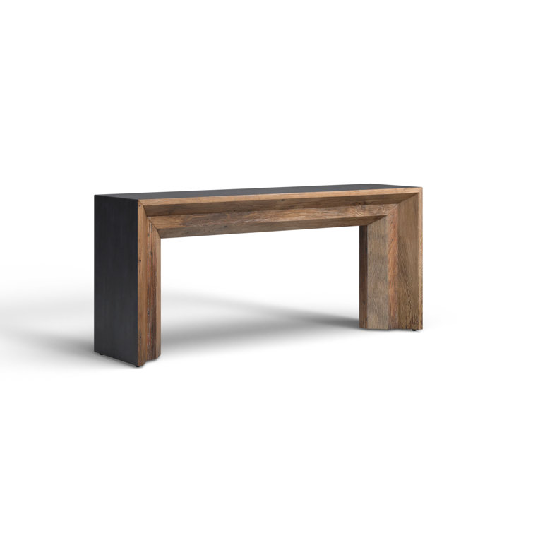 Transitional Gray-Brown Elm and Concrete 72'' Console Table