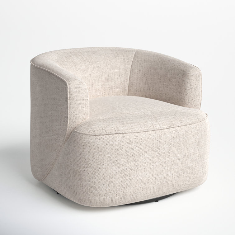Iona Low-Back Marled Light-Grey Fabric Swivel Chair