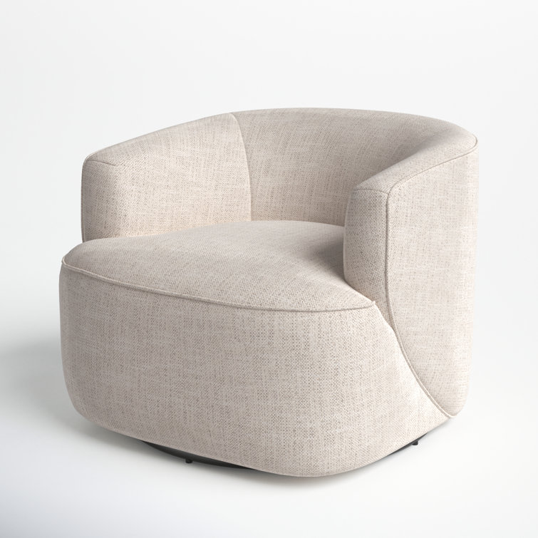 Iona Low-Back Marled Light-Grey Fabric Swivel Chair