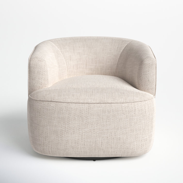 Iona Low-Back Marled Light-Grey Fabric Swivel Chair