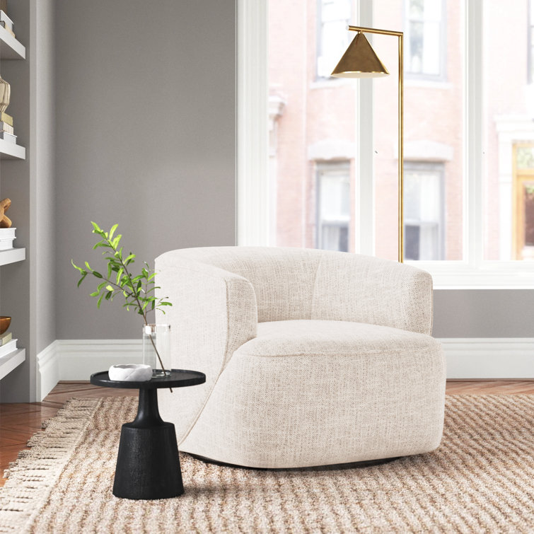 Iona Low-Back Marled Light-Grey Fabric Swivel Chair