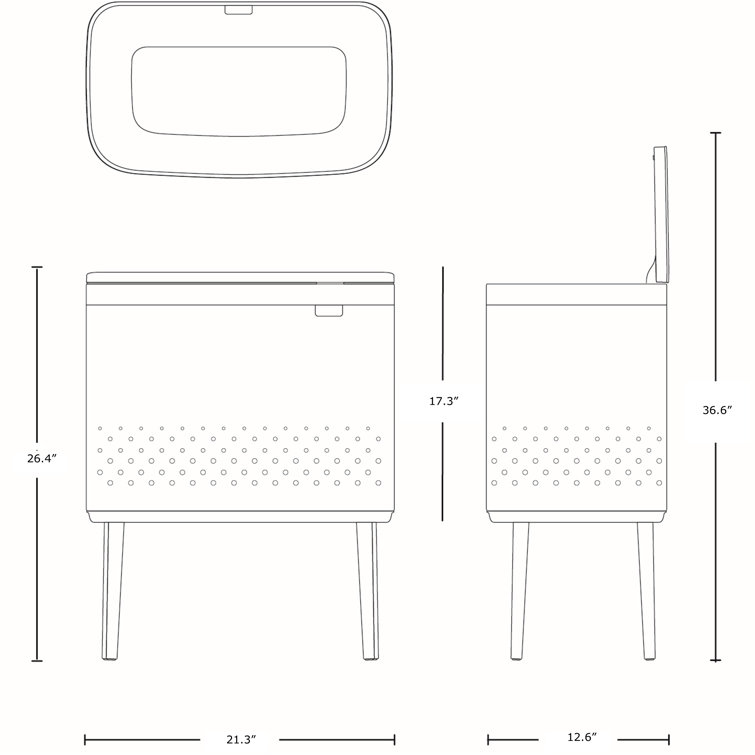 White Upright Laundry Hamper with Lid and Ventilation