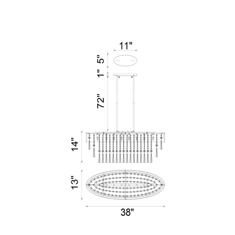 Black Crystal 8-Light Tiered Chandelier