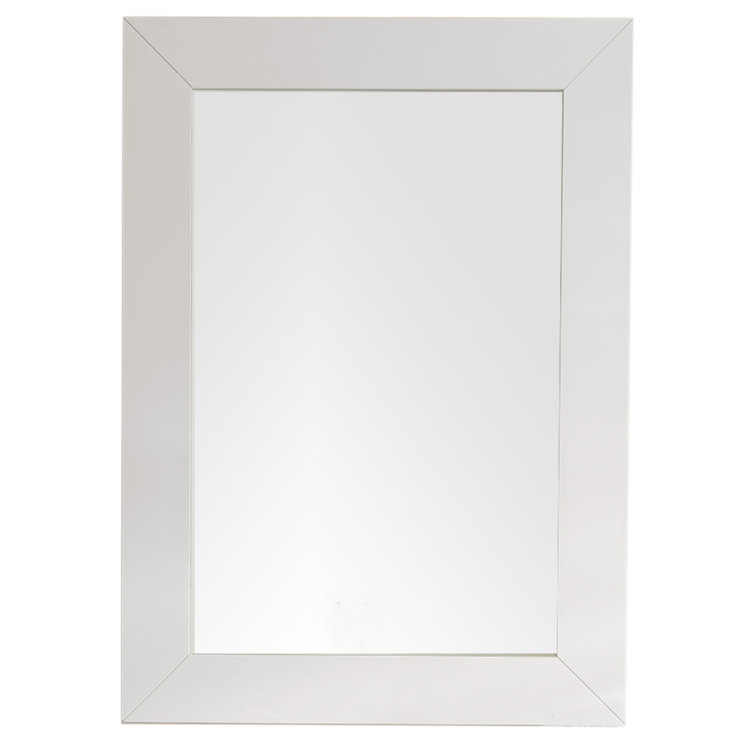 Bright White Transitional Rectangular Wood Framed Mirror 40"x29"