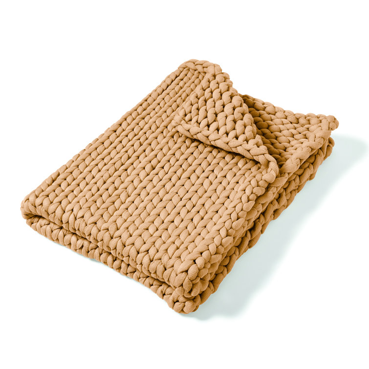 Camel Knitted Wool Baby Throw Blanket 50" x 40"
