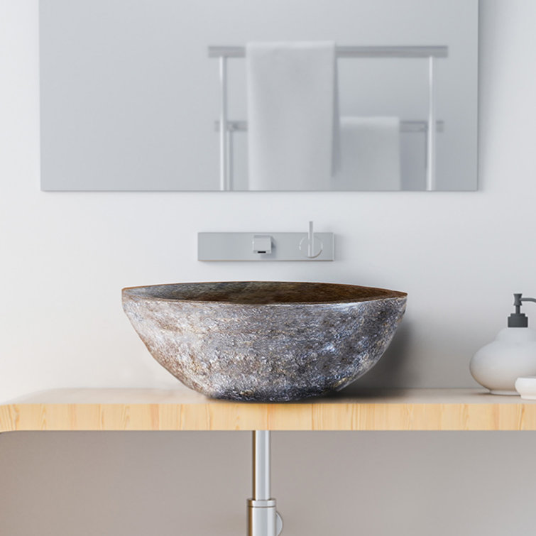 Gray Natural Stone Oval Vessel Bathroom Sink