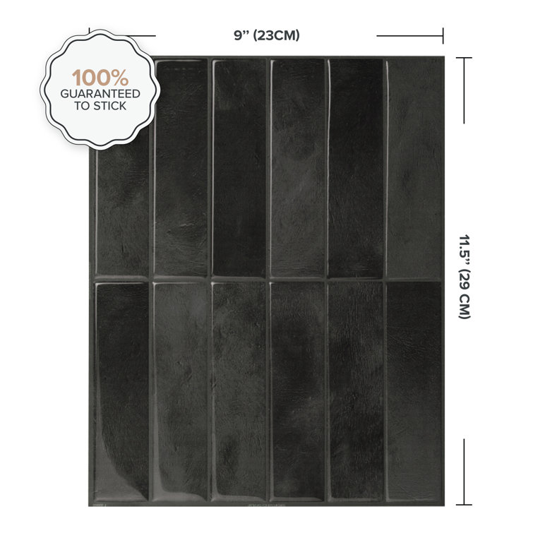 Morocco Zaida Glossy Black Peel and Stick Wall Tile
