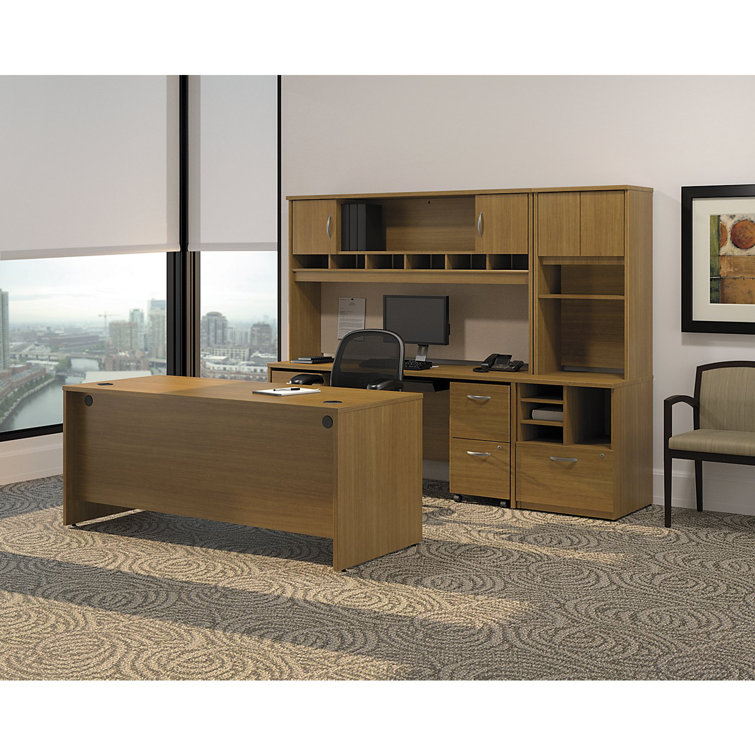 Hansen Cherry Graphite Gray Executive Office Desk with Drawer