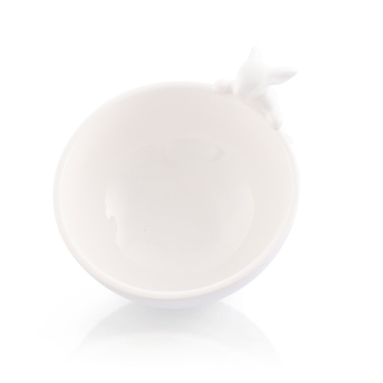 White Ceramic Climbing Bunny Small Candy Bowl