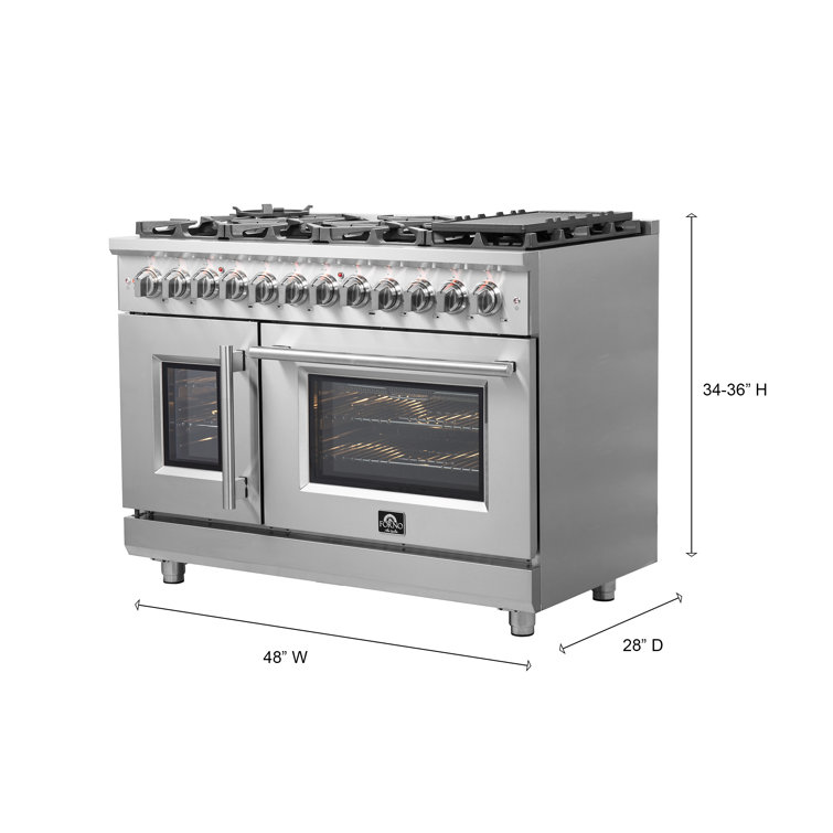 Massimo 48-inch Stainless Steel Dual Fuel Range with 8 Burners