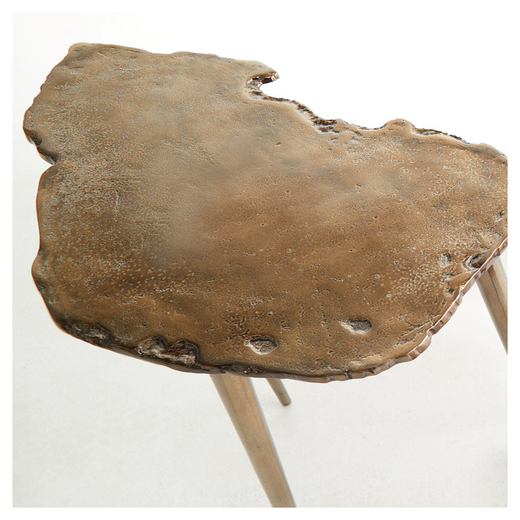 Aged Gold Organic Round Aluminum Side Table
