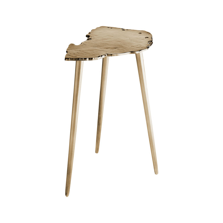 Aged Gold Organic Round Aluminum Side Table