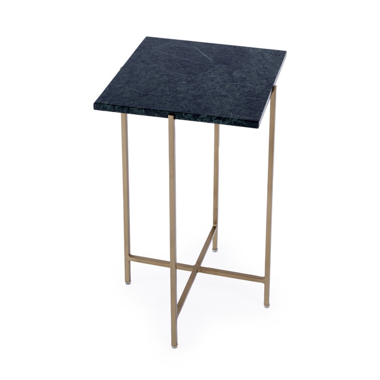 Modern Loft White Marble and Iron End Table