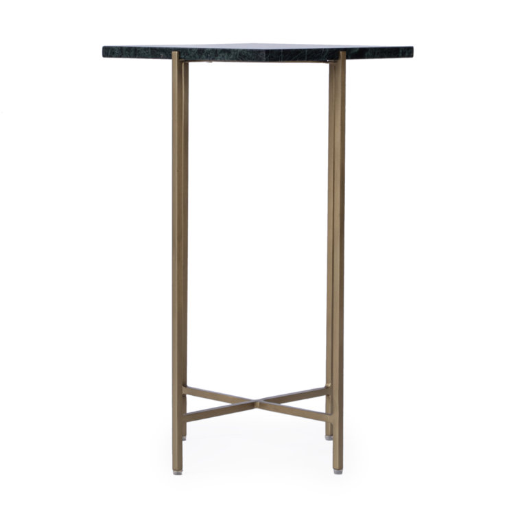 Modern Loft White Marble and Iron End Table