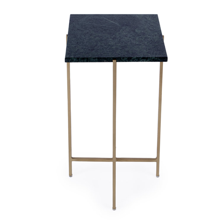 Modern Loft White Marble and Iron End Table